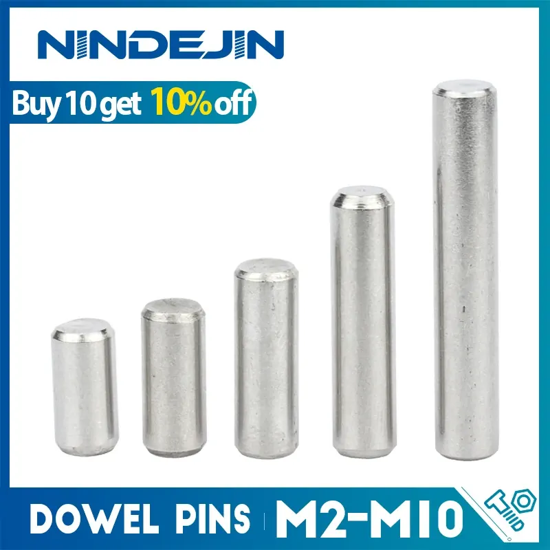NINDEJIN 3-50szt metalowe kołki drogi stal nierdzewna m2 m2.5 m3 m4 m5 m6 m8 m10 kołki równoległe solidny cylinder sworzeń blokujący GB119
