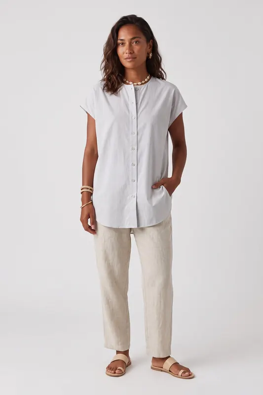 ARKET Flow Washed Cotton Tunic White Maat: L | Blousejurken Outlet | Dames | Wit