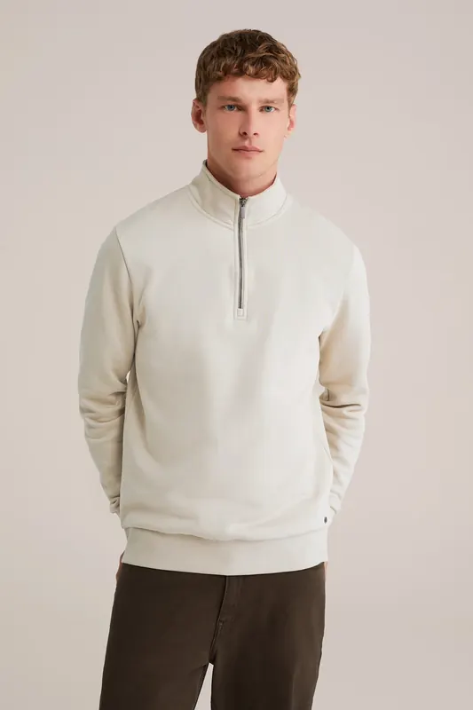 We Fashion Halfway Zipper Greige Maat: L | Sweaters Outlet | Heren | Beige