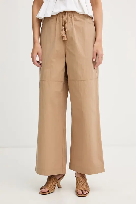 Sisley spodnie wide leg damskie z bawełną