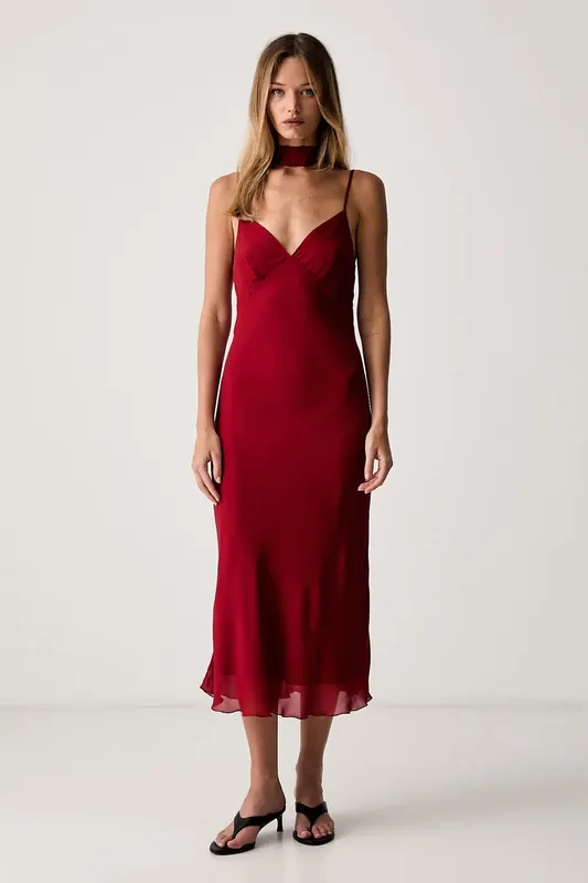 Le Privé sukienka z wiskozy FELICE CHIFFON ROUGE